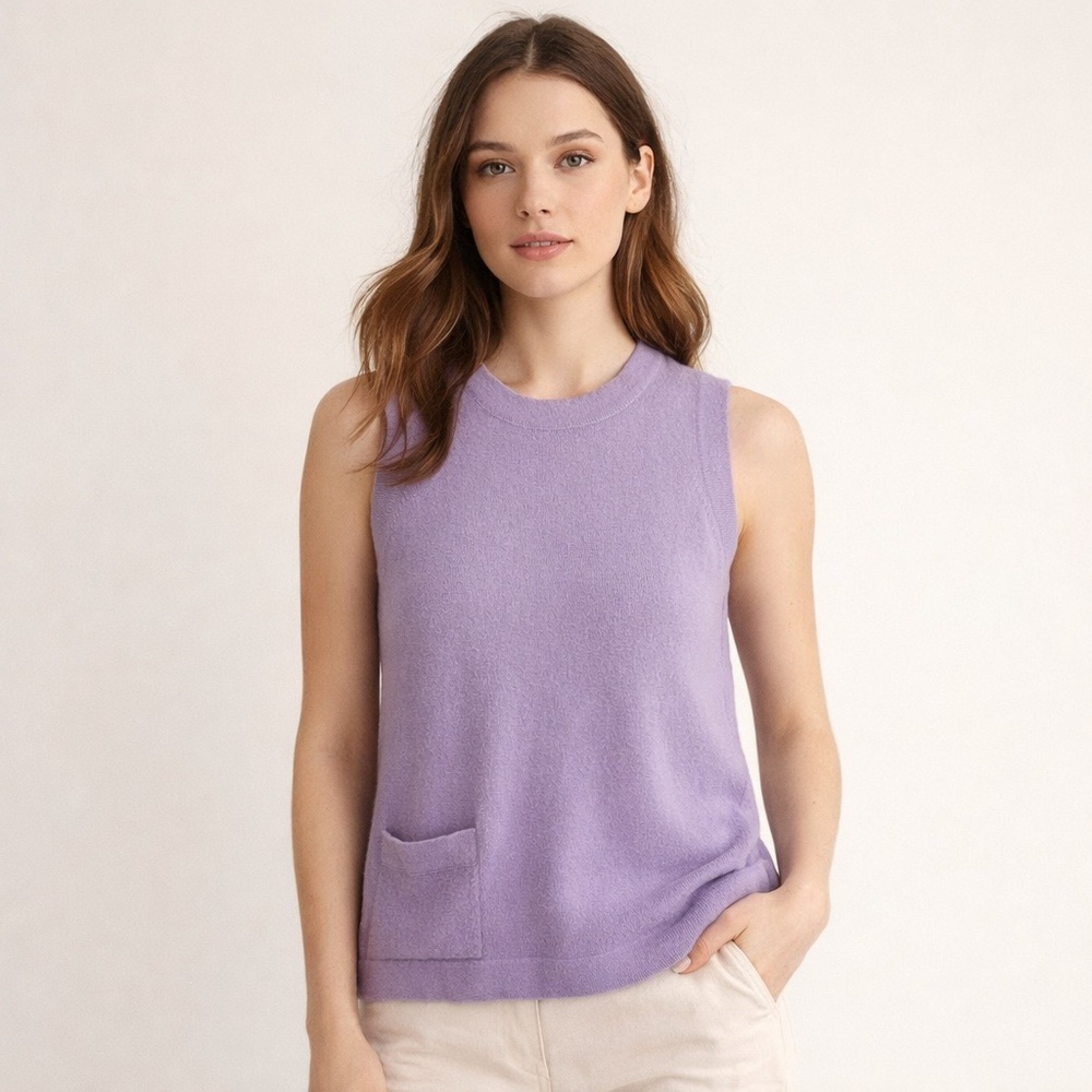 Clements Ribeiro 100% Cashmere Lavender Knit Tank Top NWT Made in Scotland Sz M
